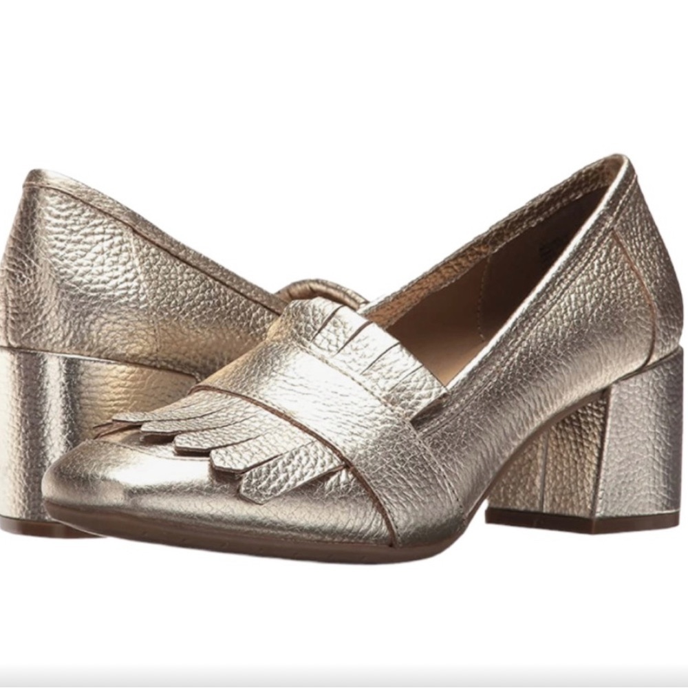 Kenneth Cole REACTION Women's Gold Michelle Block Heel Pump Size 6 NWT